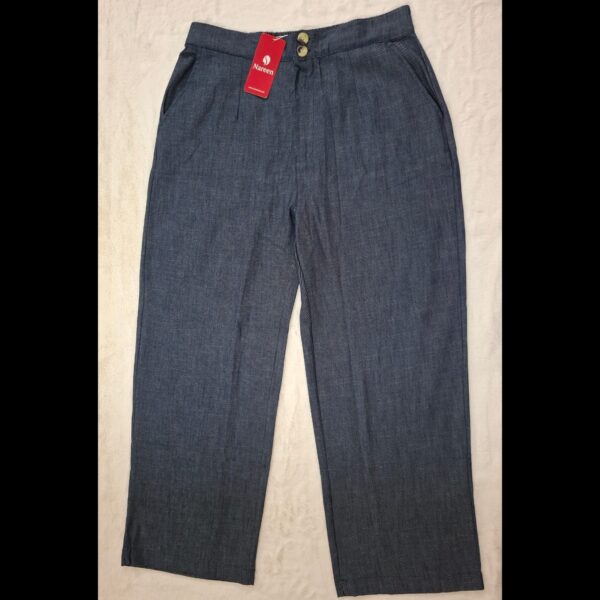 Nareen Soft Dark Navy Blue High-Waist Denim Pant - For Women - Image 2