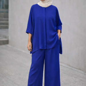 Luxury Loose Fit Two-Piece Dress Set Royal blue