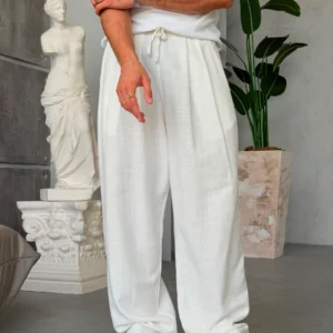 Linen Pleated Baggy Pants